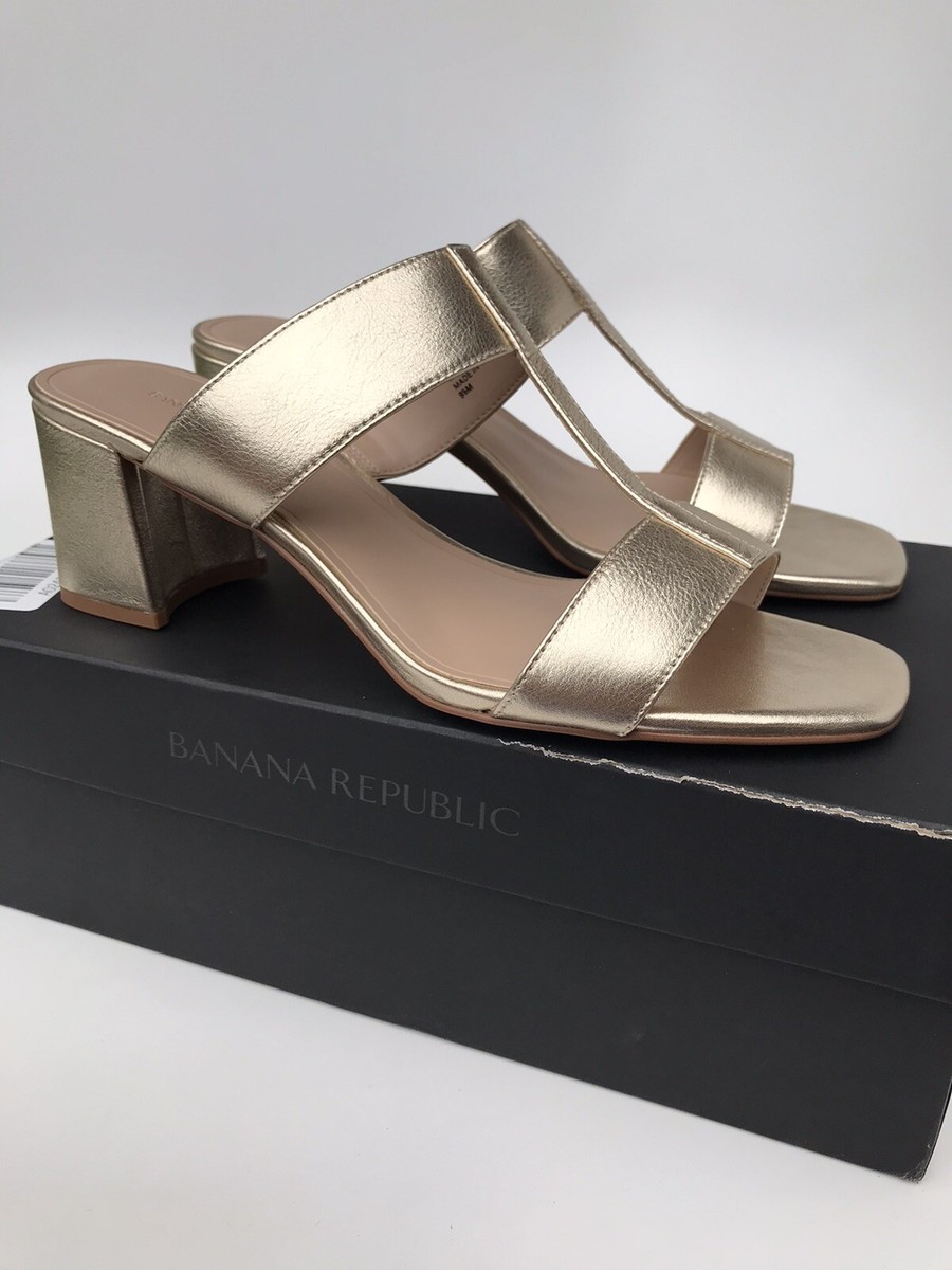 Banana Republic Womens T Strap Mule Sandal (Size M) Gold $128