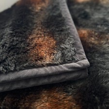 Pottery Barn Faux Fur Throw Blanket Plush Dark Brown Ombre Bear 50x60 Red Orange