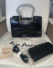 set vintage borsa + portafoglio stile coccodrillo mai usata