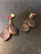 Vintage Set Castanets Handcarved Wood Clappers Noisemakers Percussion Souvenir