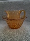 A Vintage Collectable Bagley Glass Carnival Pattern Milk Jug and Sugar Bowl
