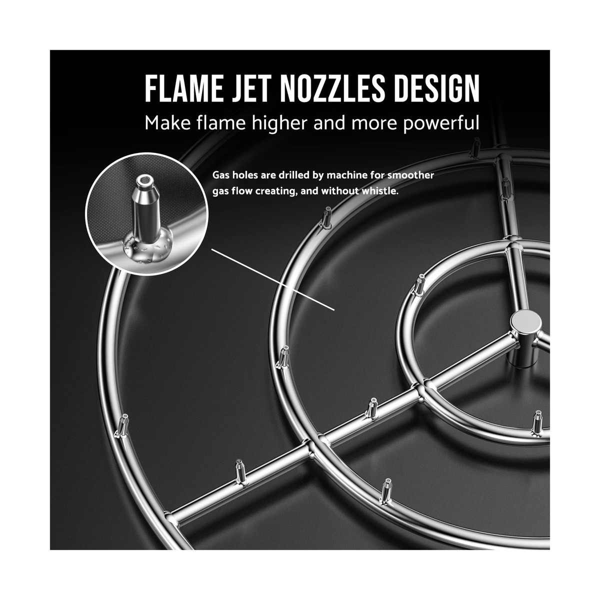 Skyflame Brûleur Rond En Acier Inoxydable De 61 Cm, Flamme élevée