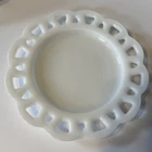 Vintage Plate Milk Glass Reticulated Lace Edge Center Indent 8.25” Unbranded