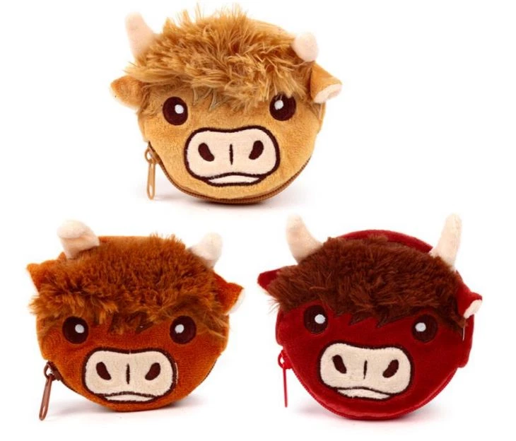 Highland Coo Cow Mini Purse Plush Soft Touch Coin Change Wallet With Zip - Image 2 of 2