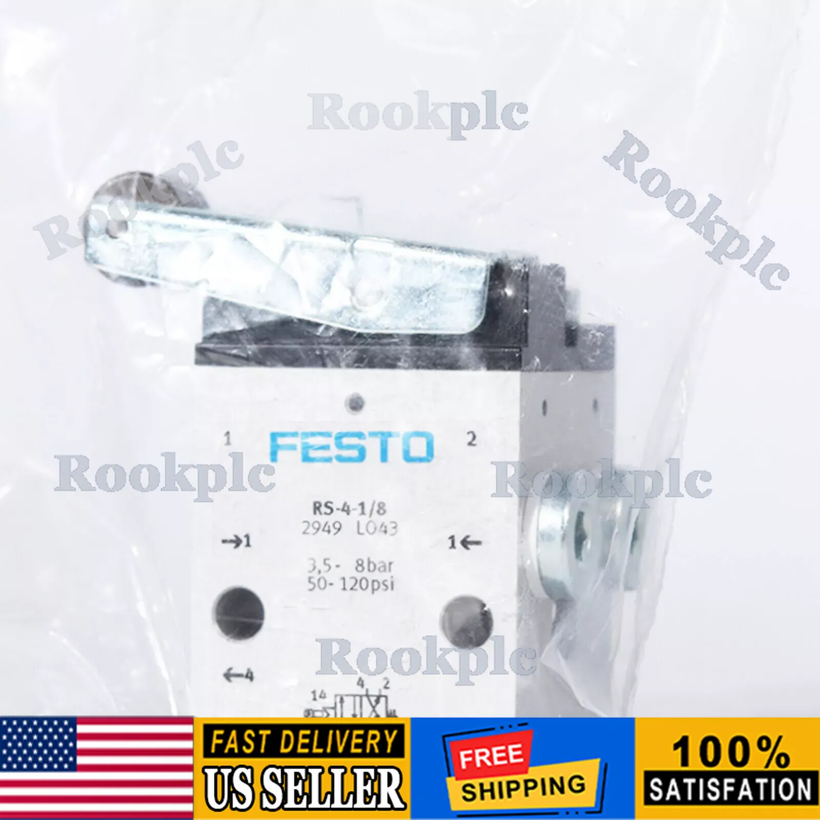 New FESTO 2949  RS-4-1/8 Roller Lever Valve RS-4-1/8