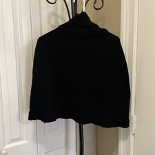 NWOT Womens Small Black Cowl TURTLENECK Poncho Knit