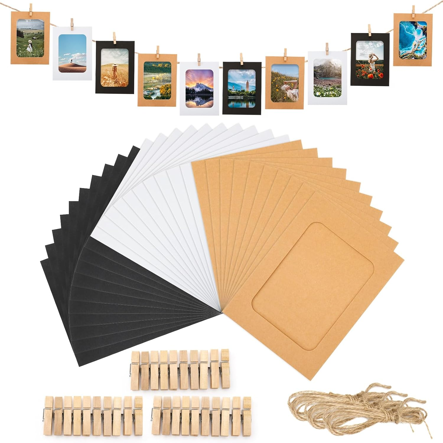 30-Pack 4x6 Cardboard Photo Frames - Lightweight Paper Picture Frames with White Border-image