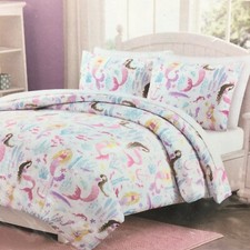 3pc Cynthia Rowley Mermaid F/ QUEEN Comforter Sham Princess Sea Turtle Seahorse