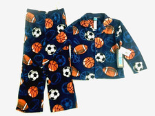 NWT Fleece PAJAMA Set SPORTS PJs Boy Kid Sz XS 4-5 Football Soccer BASKETBALL