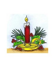 Christmas Candle Holly  Pine Wood Mounted Rubber Stamp NORTHWOODS CC11395 New
