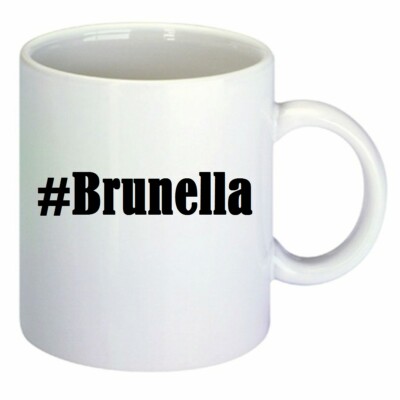 Kaffeetasse #Brunella Hashtag Raute Keramik Höhe 9,5cm in Weiß