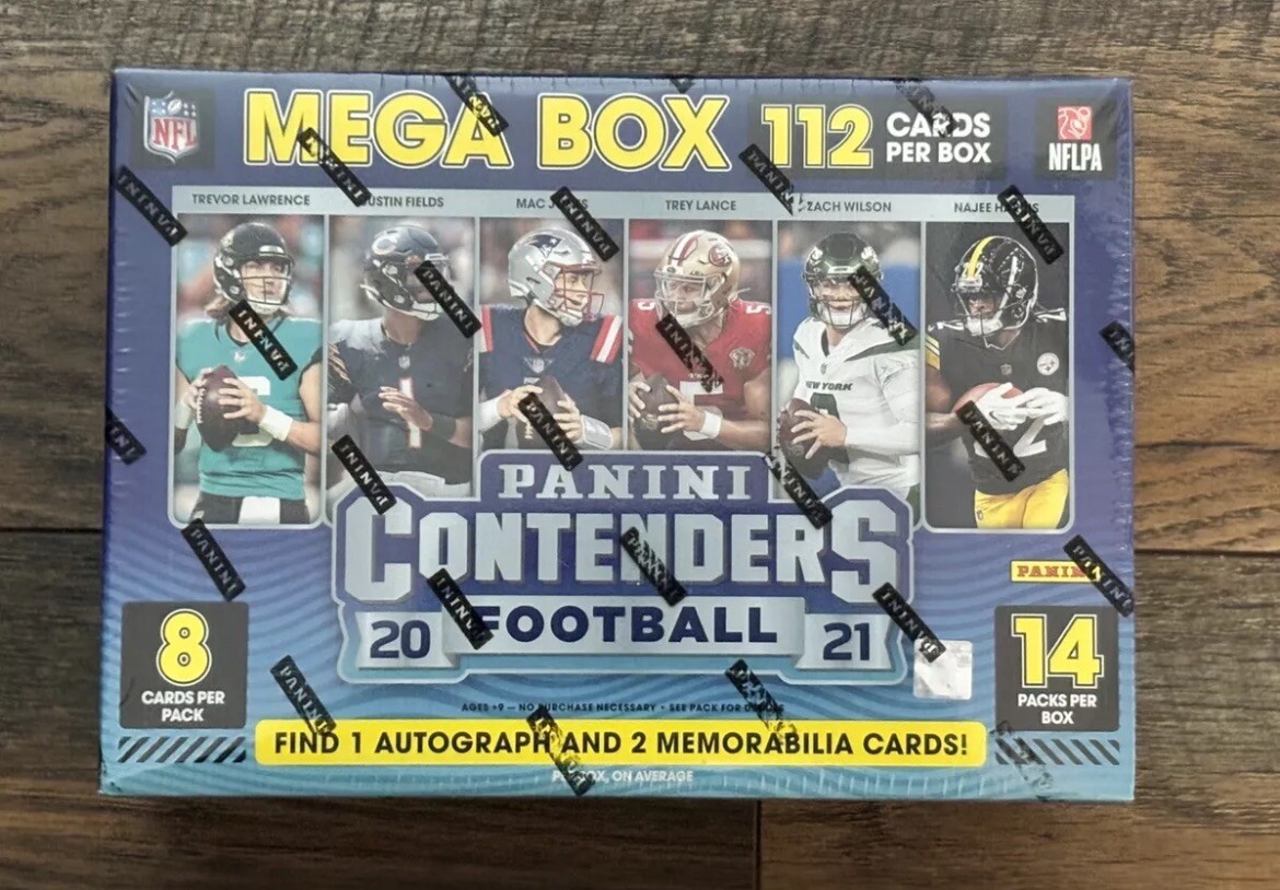 2021 Panini NFL Contenders Football Mega Box 1 Auto & 2 Memorabilia RC SEALED