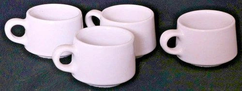 Vtg Buffalo China USA Ivory Glass Small Restaurant Coffee Mug Ware Set of 4 Cups