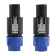 2 Pcs Speakon 4 Pole Male Plug Compatible Audio Cable Connector Blue Color