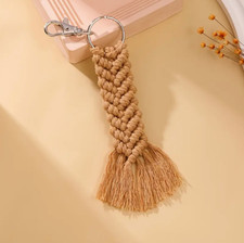 Macrame Bohemian Key Chain Keychain Tag Bag Charm Boho Brown