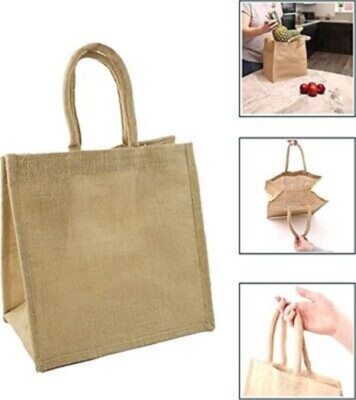 Jute Shopper Tasche mit Griffen wiederverwendbar Tragetasche Einkauf Abendessen Qualität 10er Set