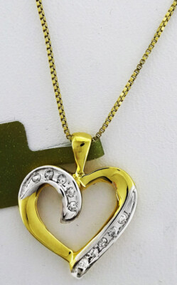 GENUINE 0.26 Cts HEART DIAMOND PENDANT 10k GOLD ** FREE Certificate Appraisal