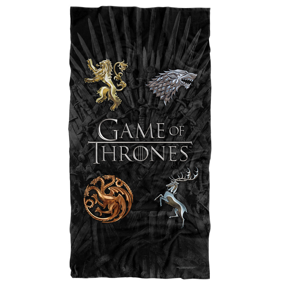 Game of Thrones House Sigils Beach Towel 30x60 Inches Chrome Design  