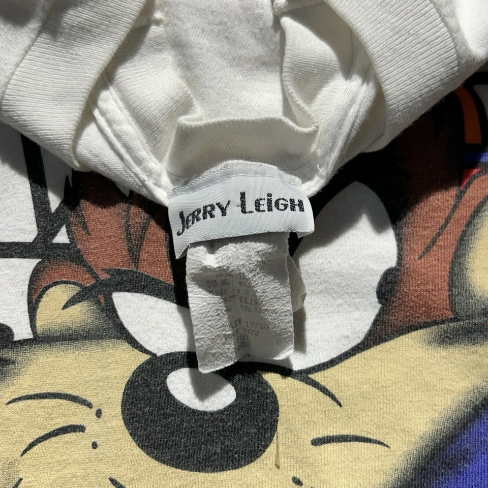 Camisa vintage 1992 Jerry Leigh Taz estampada por todas partes para hombre talla grande blanca  Foto 3 de 4