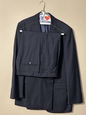 Men's Dark Navy 2 Piece Suit, Notch Lapel, Flat Front, Single-Breasted, Formal