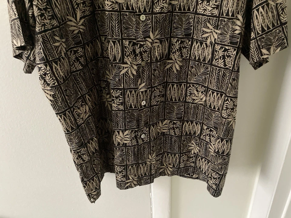 Camisa masculina Tori Richard 2XL palmeiras tropicais bege marrom acampamento havaiano Aloha - Imagem 4 de 4
