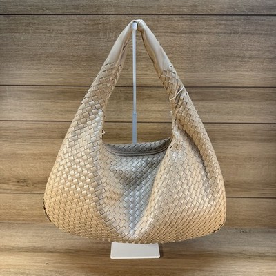 Urban Expressions Laverne Woven Hobo Vegan Handbag Tan 13'' Laptop Purse Office