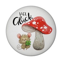 Maus Mit Fliegenpilz Magnet Rund Mit Spruch Viel GlüCk