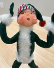 2005 Annalee Tall Sparkling Green Christmas Elf with Striped Fabric and Faux Fur — photo 8