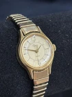 Vintage Timex Ladies Watch Gold Tone Stretch Band New Battery Time Checked