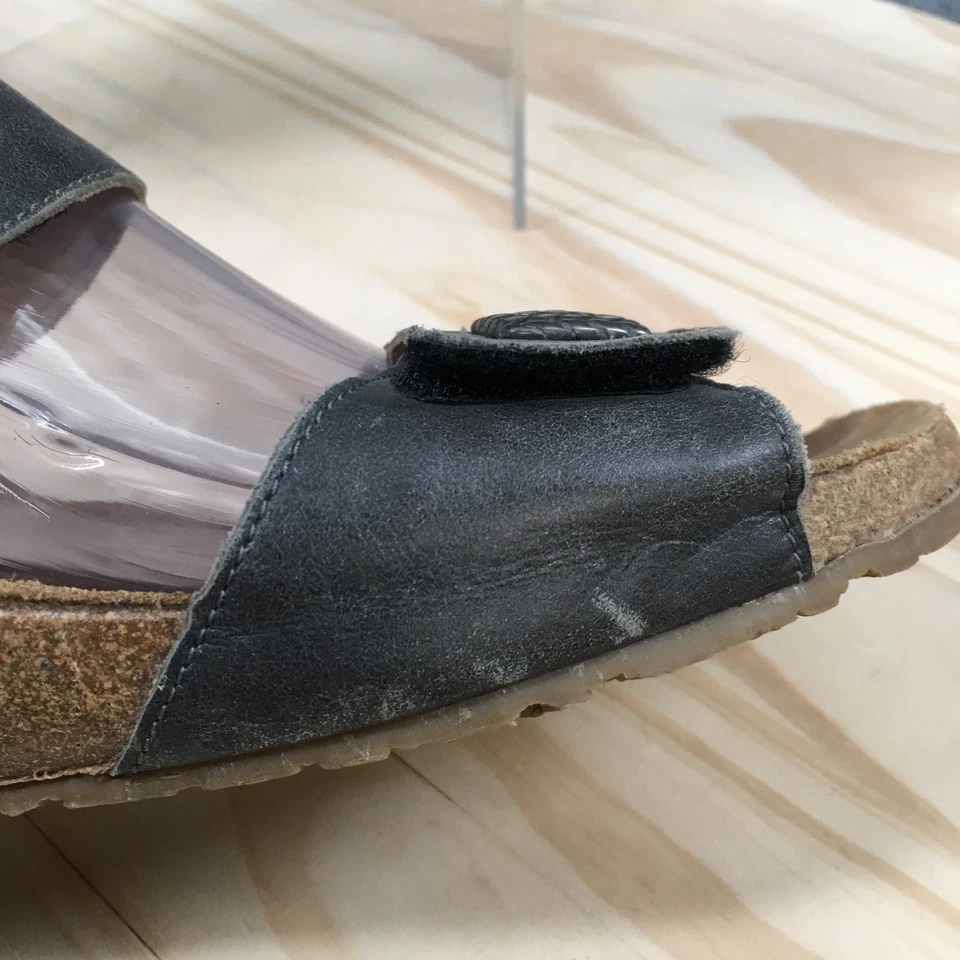 Sandalias Haflinger para mujer 40 correas de cuero gris gancho y lazo punta abierta informales Foto 2 de 4