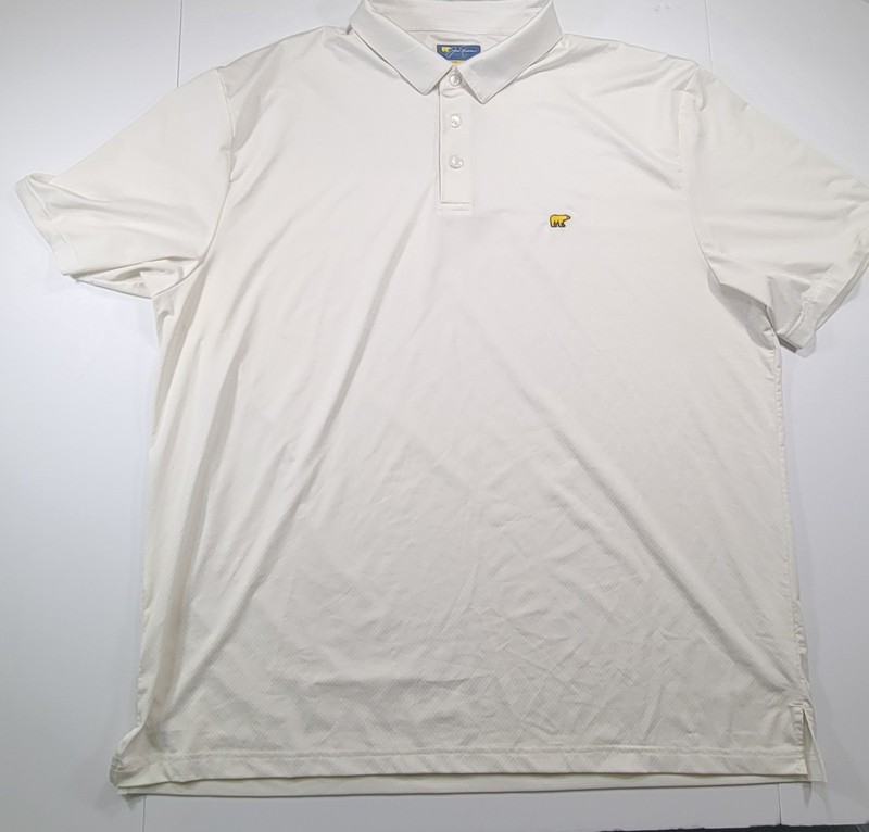 Men's XXL Jack Nicklaus White Short Sleeve Golf Polo Shirt With Yellow Bear Logo