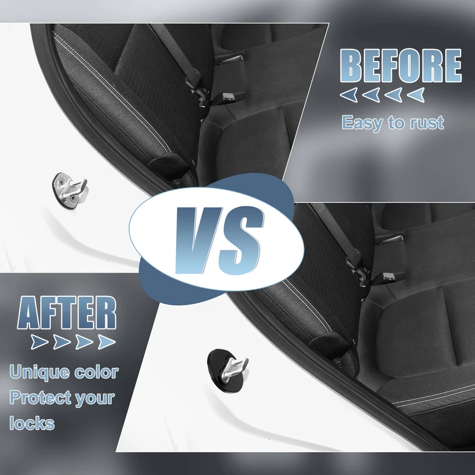 Protetor de tampa de trava de porta de carro aço inoxidável para Mitsubishi preto - 4 peças - Imagem 3 de 4