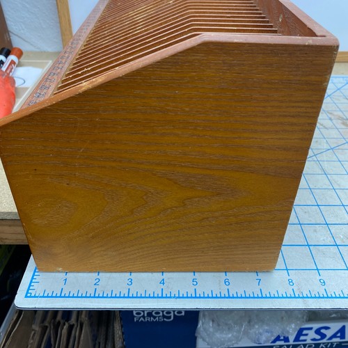 VTG Wooden CD/Mail Holder 32 Slot Storage Organizer Wood Box Media Shelf Rack - Picture 19 of 20