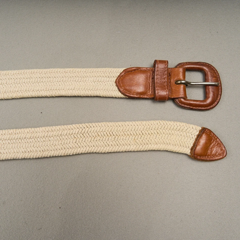 Vintage Talbots Belt Womens XL Beige Woven Stretch Leather Covered Buckle USA - Image 2 of 4