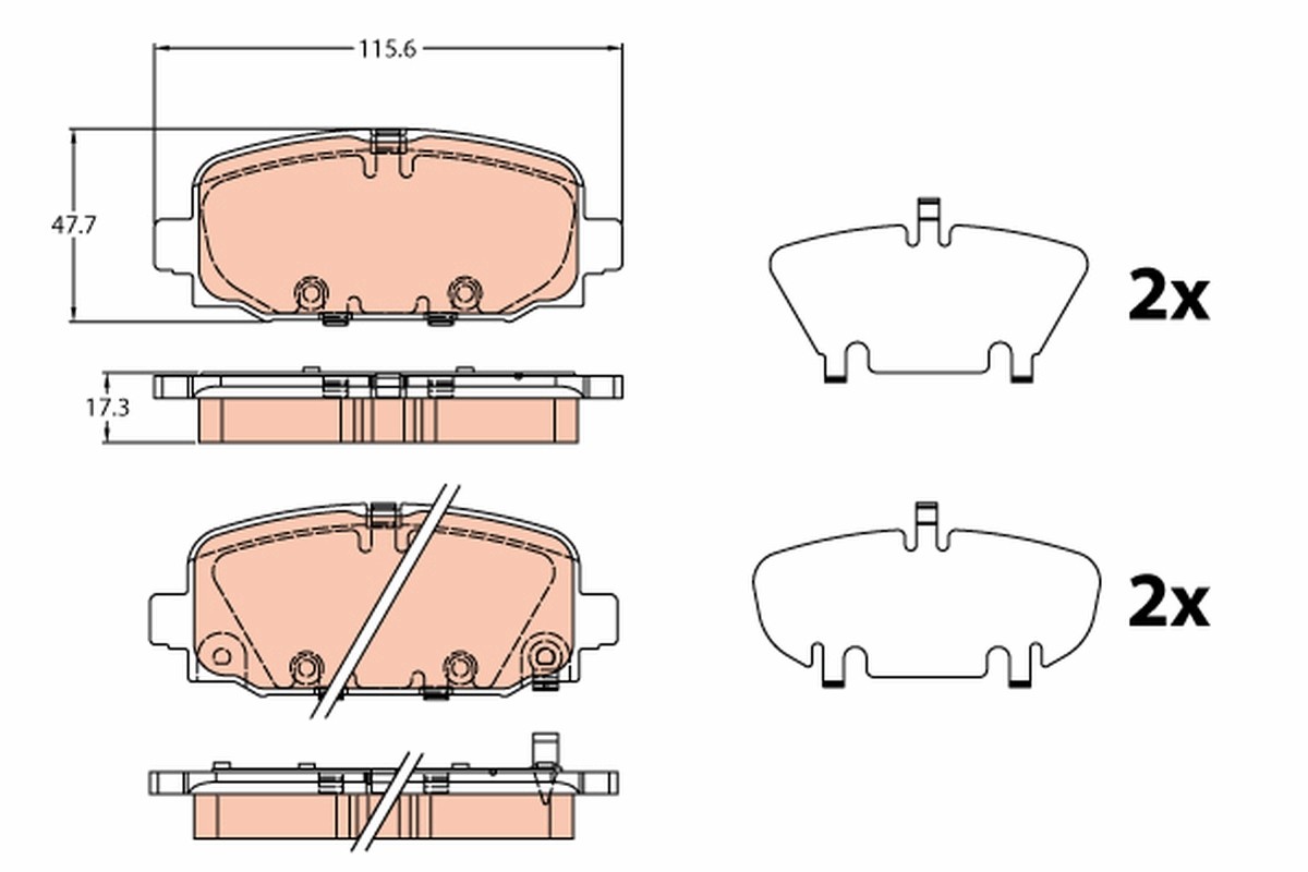 Rear TRW-OE GDB2321 Brake Pad Set, disc brake for JEEP