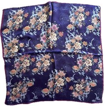 26"X26"Purple Flower Print Pure Mulberry Satin Silk 12momme Scarf 65x65cm 4-42