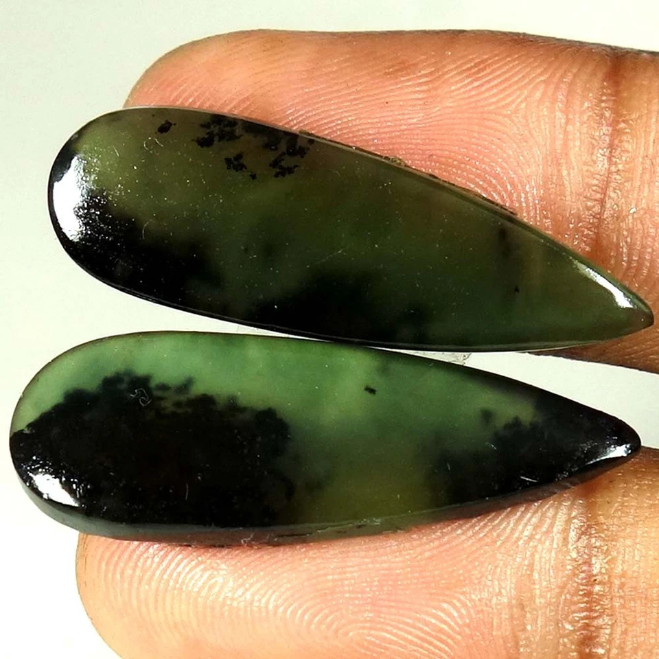 Pedra preciosa cabochão de pera jaspe jade nefrite 100% natural 24,35 ct. 10x 32x 04mm - Imagem 3 de 3