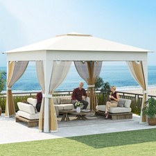 Large Mesh Side Pop Up Gazebo Outdoor Sun Shade Foldable Canopy Tent