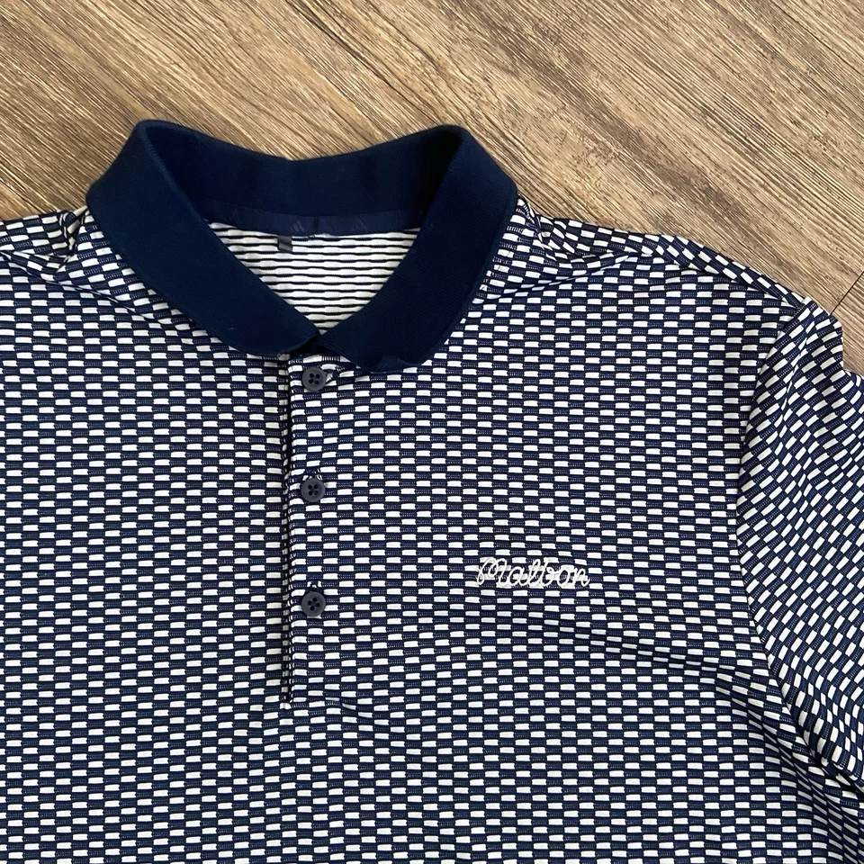 Polo Malbon Golf X Adidas Azul Blanco Bordado Para Hombre Talla Grande Usado en Excelente Condición Foto 2 de 4