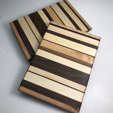 Set Of 2 Cutting Boards Solid Walnut Maple Wood USA Made Charcuterie Board NEW