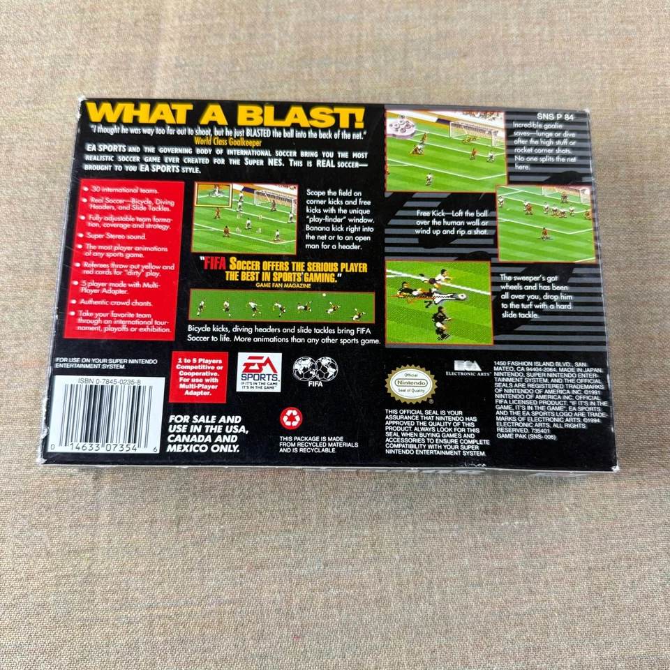 FIFA International Soccer (Super Nintendo, 1993 EA Sports) – CIB No Tray – Clean - Image 2 of 4