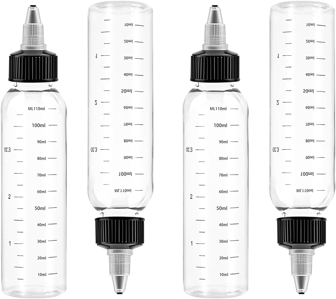 4-Pack 120ml Scalp Oil Applicator Bottles with Measurement Scale, Refillable Sq