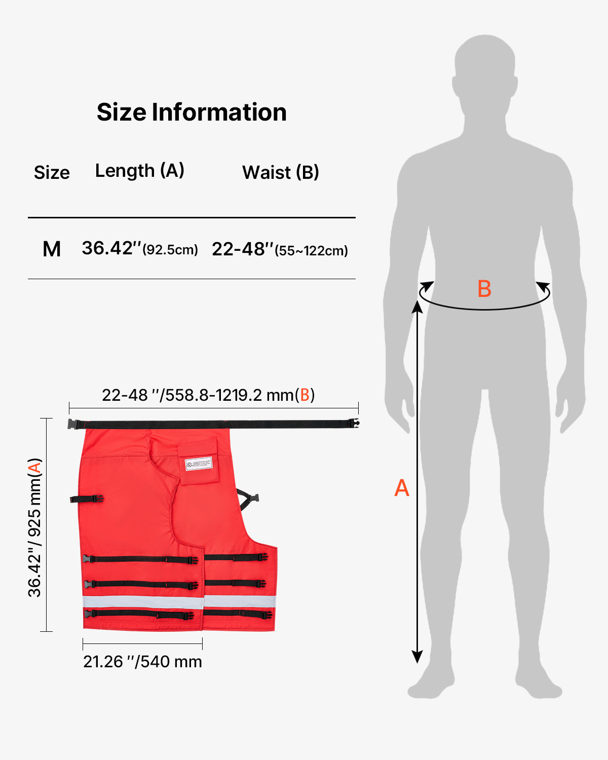 Chainsaw Chaps 36.4" Apron Style Forestry Chainsaw Safety Chaps Class B Medium