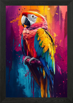 floral parrot painting Framed Wall Art Poster Canvas Print Picture