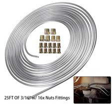 Zinc Steel Brake Line Tubing 25 Ft 3/16 Inch Corrosion Resistant Automotive