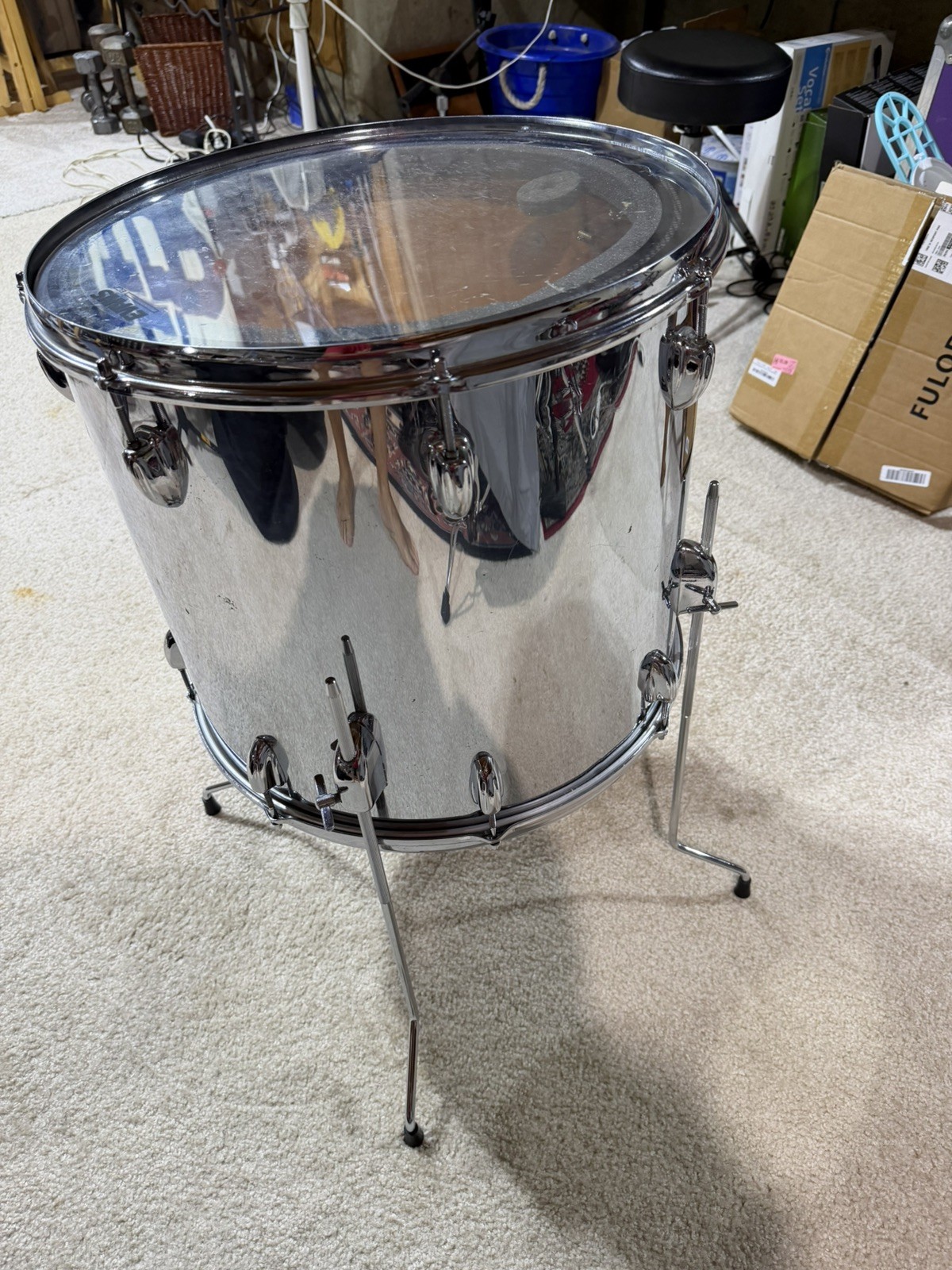 VINTAGE Slingerland 18 X 16 Floor Tom 1970s - Chrome over wood 3ply