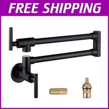 Matte Black Pot Filler Faucet - Wall Mount Stainless Steel with Dual Handles