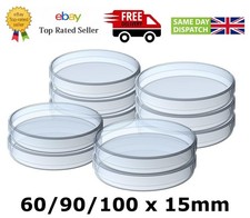 Sterile Plastic Petri Dishes with lids 60mm 90mm 100mm 3 Vents Lab Science Packs