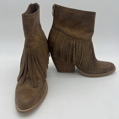 Very Volatile Los Angeles Brown Pointed Bootie W/ Fringe Tassels Women's 8