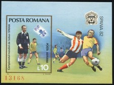Romania Block 185 World Cup Spain 1982: Football Player with Ball, **/MNH
